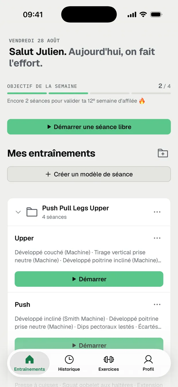Capture d’écran de Musku : Tes séances, prêtes à démarrer